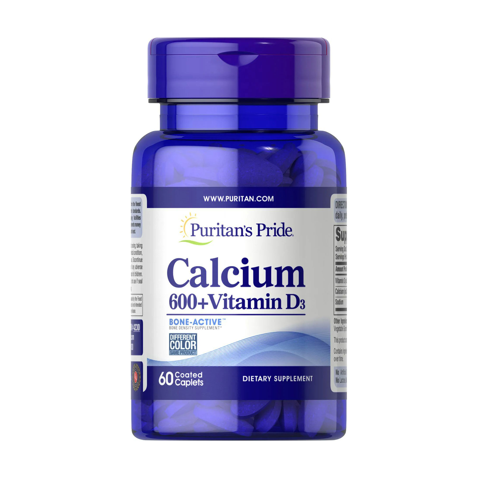 Кальцій карбонат з вітаміном D3 Puritan's Pride Calcium + Vitamin D3, 600 мг/125 мкг, 60 каплет